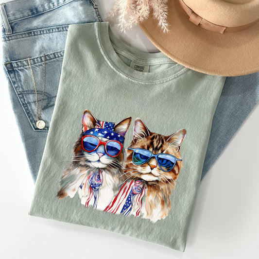 Patriotic Cats, Hippie, Funny, Patriotic, 4th of July Tshirt