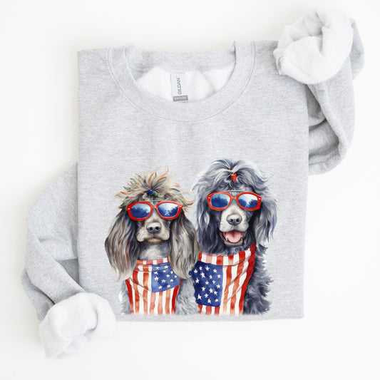 Patriotic Dogs, Hippie, Funny, 4th of July Sweatshirt