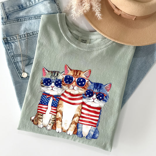 Patriotic Hippie Cats, Funny, Patriotic, 4th of July Tshirt