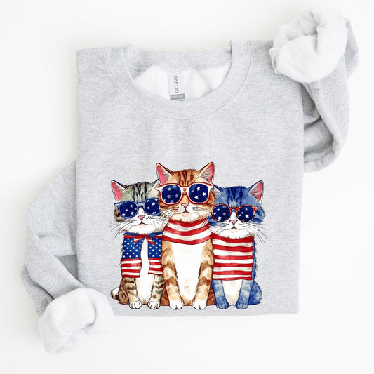 Patriotic Hippie Cats, Funny,  4th of July Sweatshirt