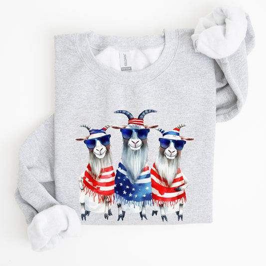 Patriotic Hippie Goats, Funny, 4th of July Sweatshirt