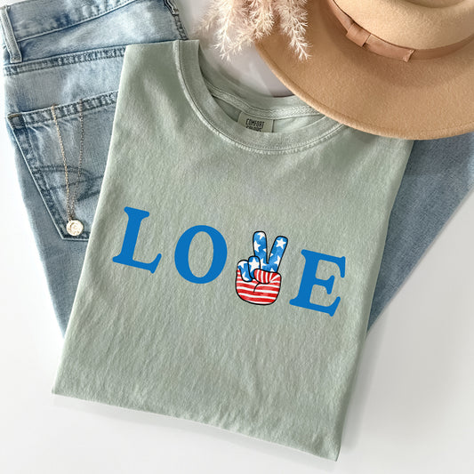 Peace, Love, America, Retro, Patriotic, 4th of July Tshirt