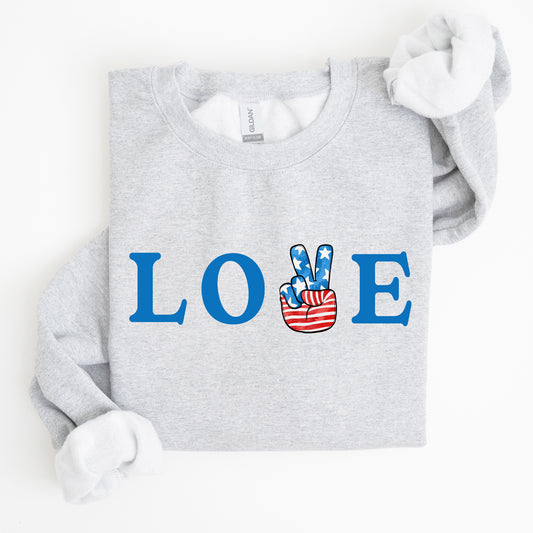 Peace, Love, America, Retro, 4th of July Sweatshirt