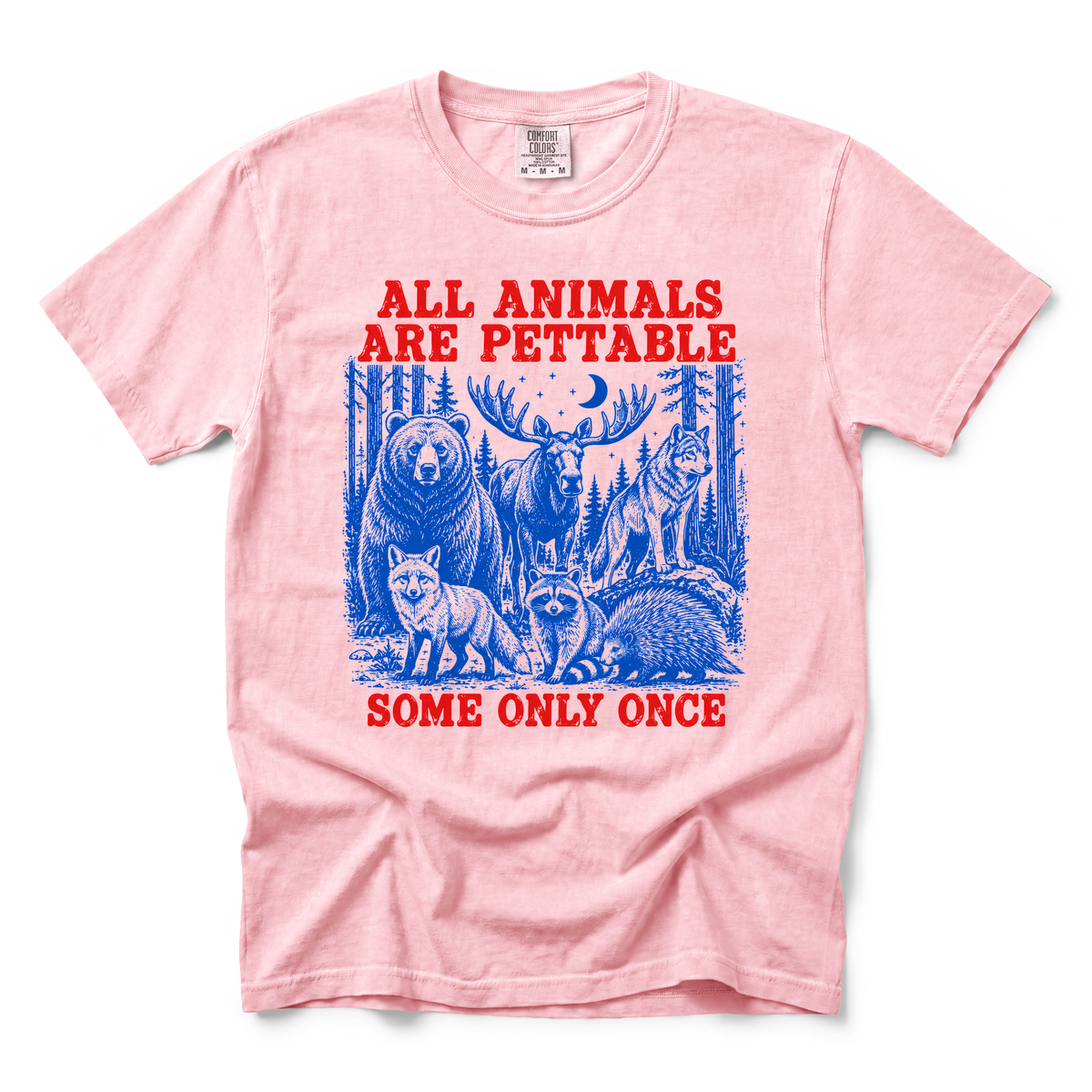 Pettable Animals graphic on Comfort Colors 1717 in Blossom