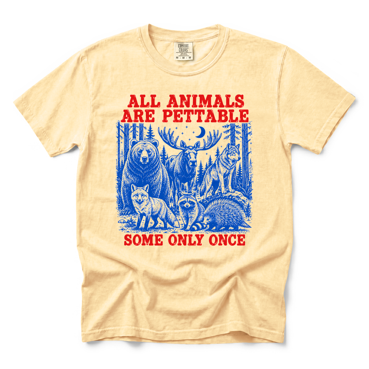 Pettable Animals graphic on Comfort Colors 1717 in Butter