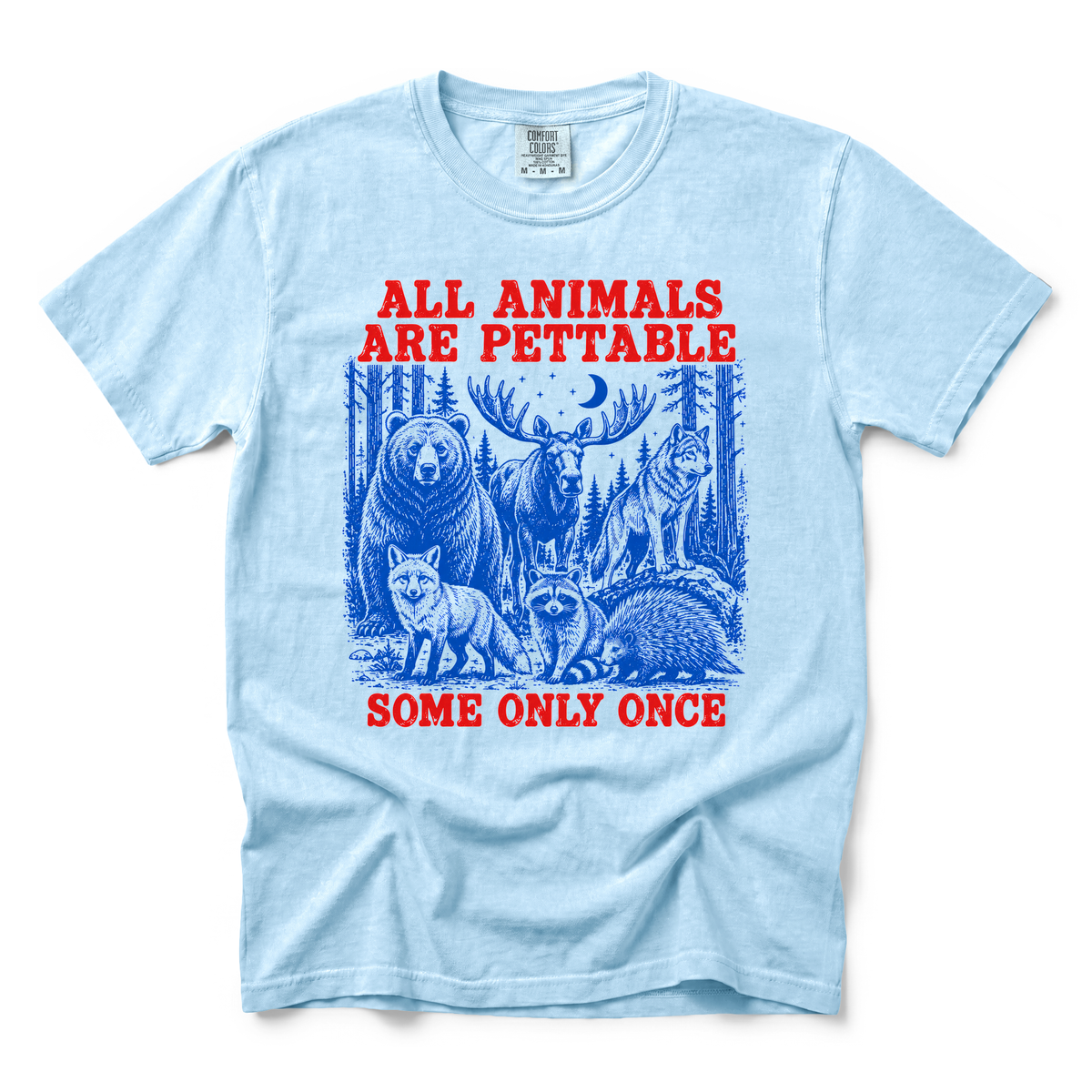 Pettable Animals graphic on Comfort Colors 1717 in Chambray