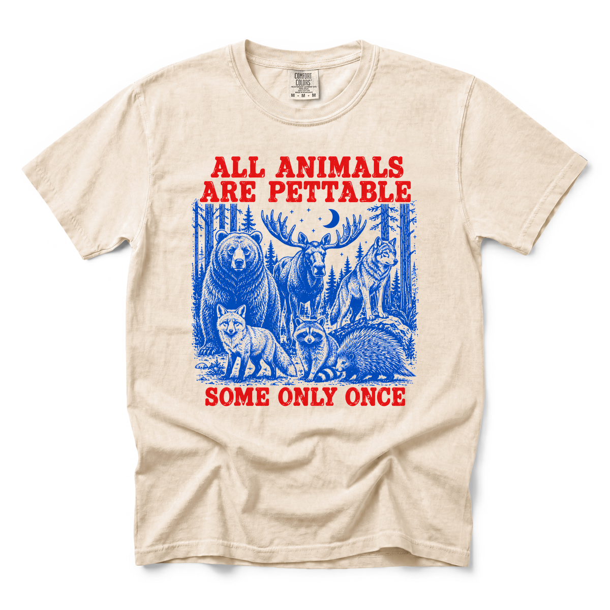 Pettable Animals graphic on Comfort Colors 1717 in Ivory