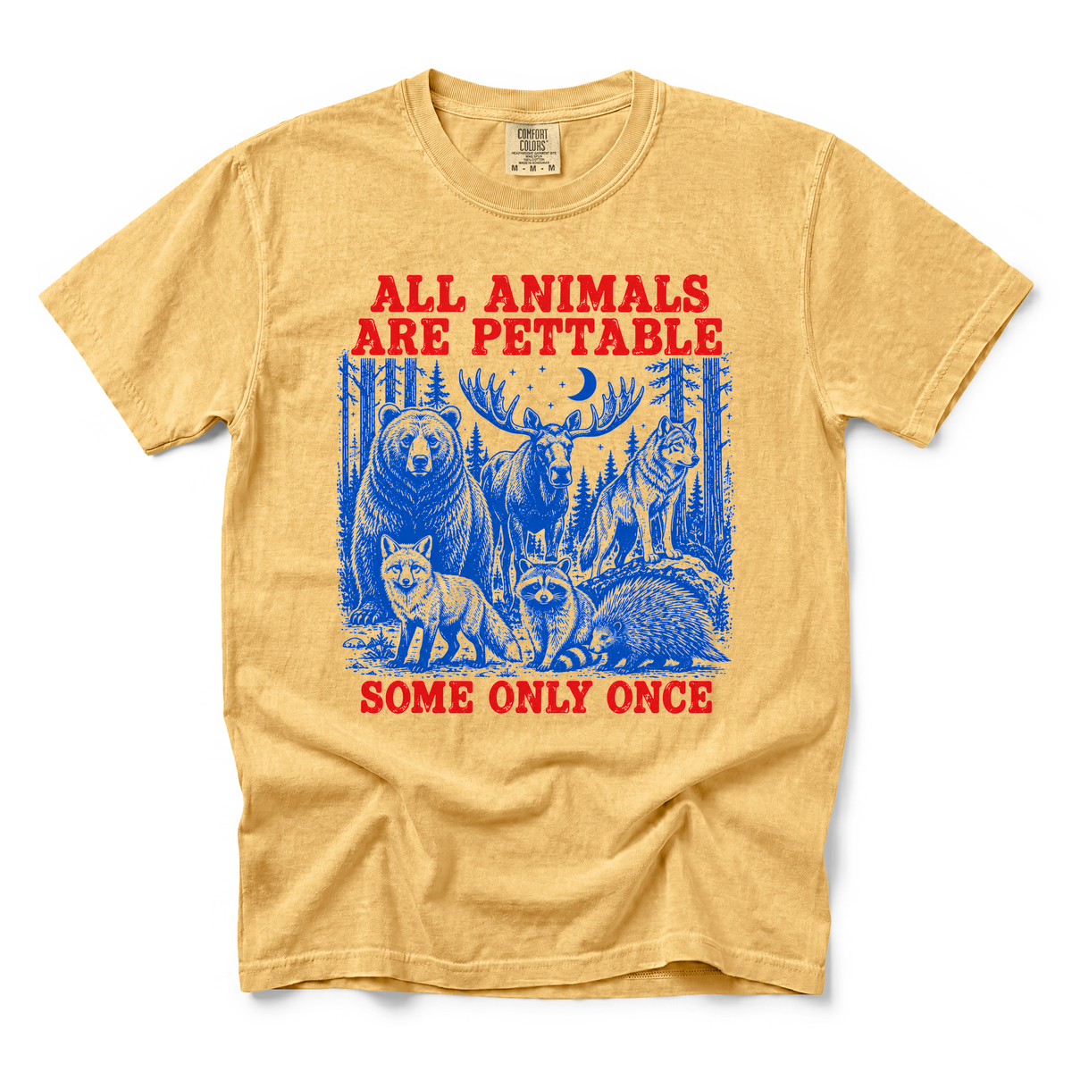 Pettable Animals graphic on Comfort Colors 1717 in Mustard