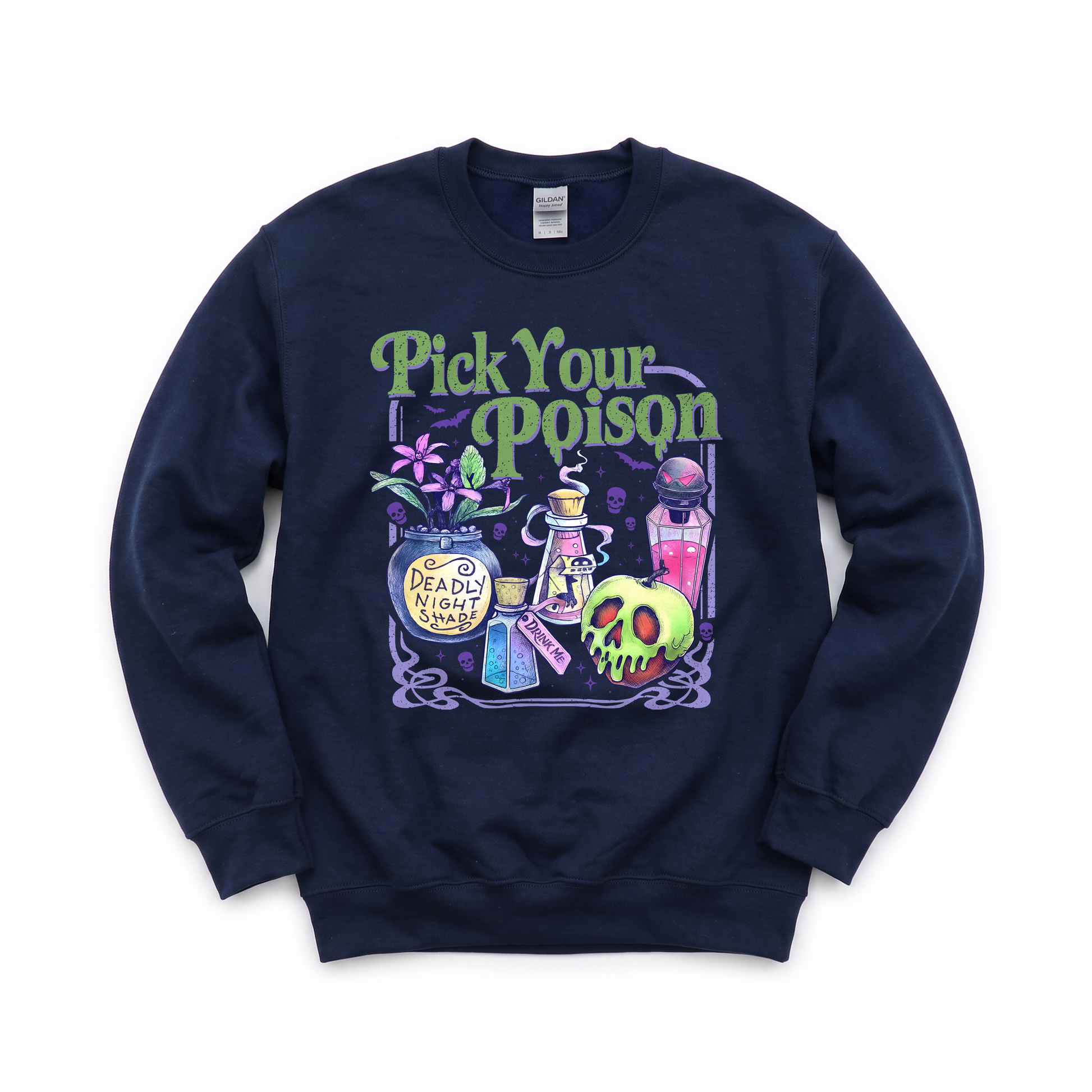 Pick Your Poison graphic on Gildan 18000 in Navy