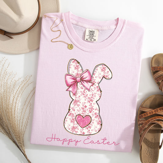 Pink Floral Bunny, Easter, Bunny, Jesus, Rabbit, Holiday Tshirt