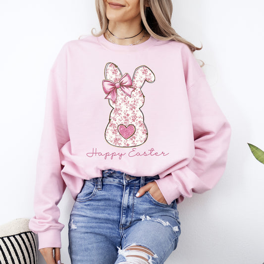 Pink Floral Bunny, Easter, Bunny, Jesus, Rabbit, Holiday Sweatshirt