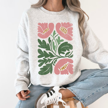 Pink Poppies, Vintage Boho, Nature Sweatshirt
