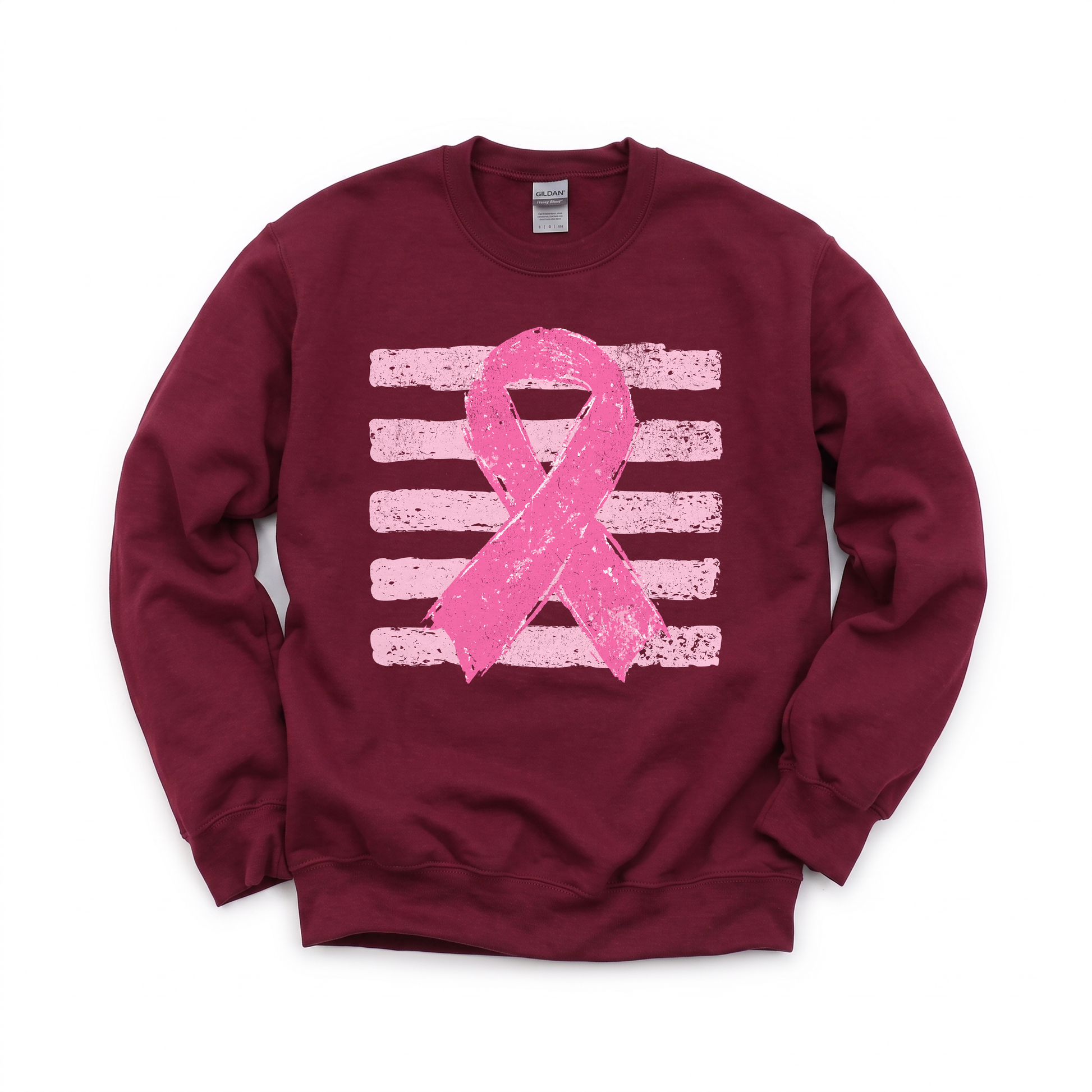 Pink Out graphic on Gildan 18000 in Maroon