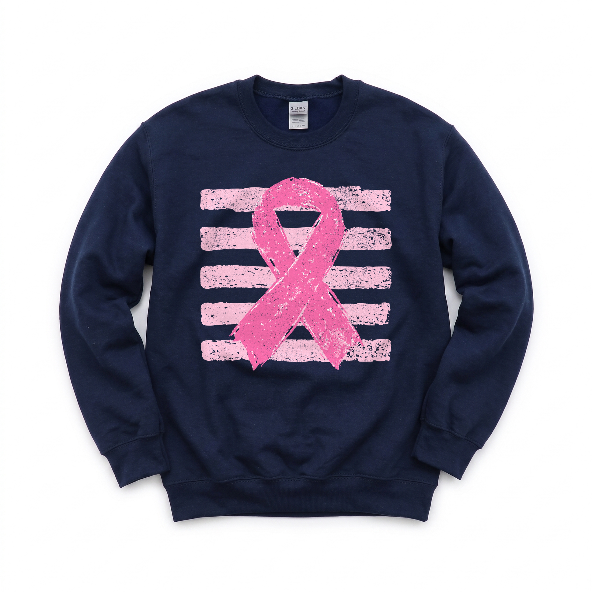 Pink Out graphic on Gildan 18000 in Navy
