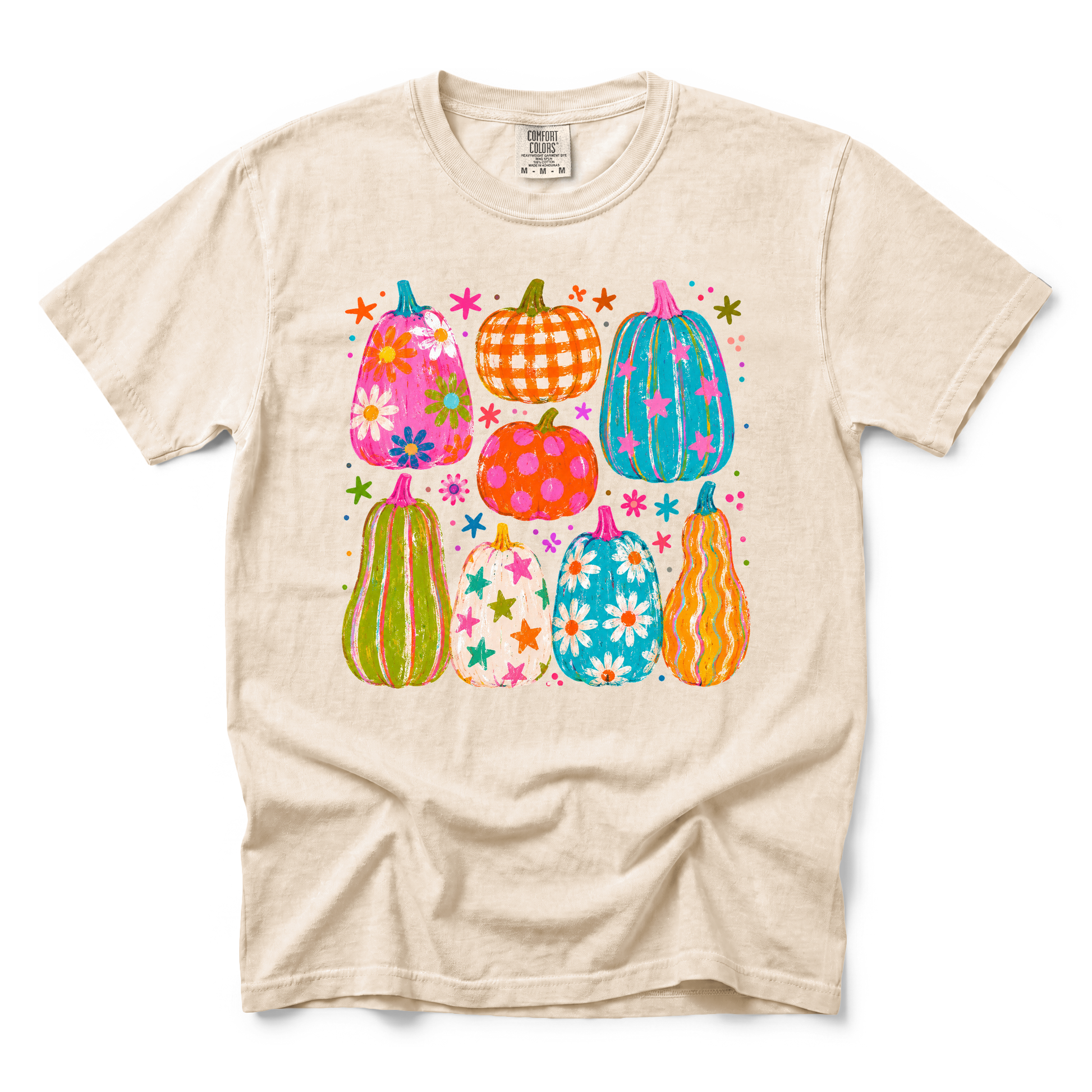 Playful Pumpkins graphic on Comfort Colors 1717 in Ivory