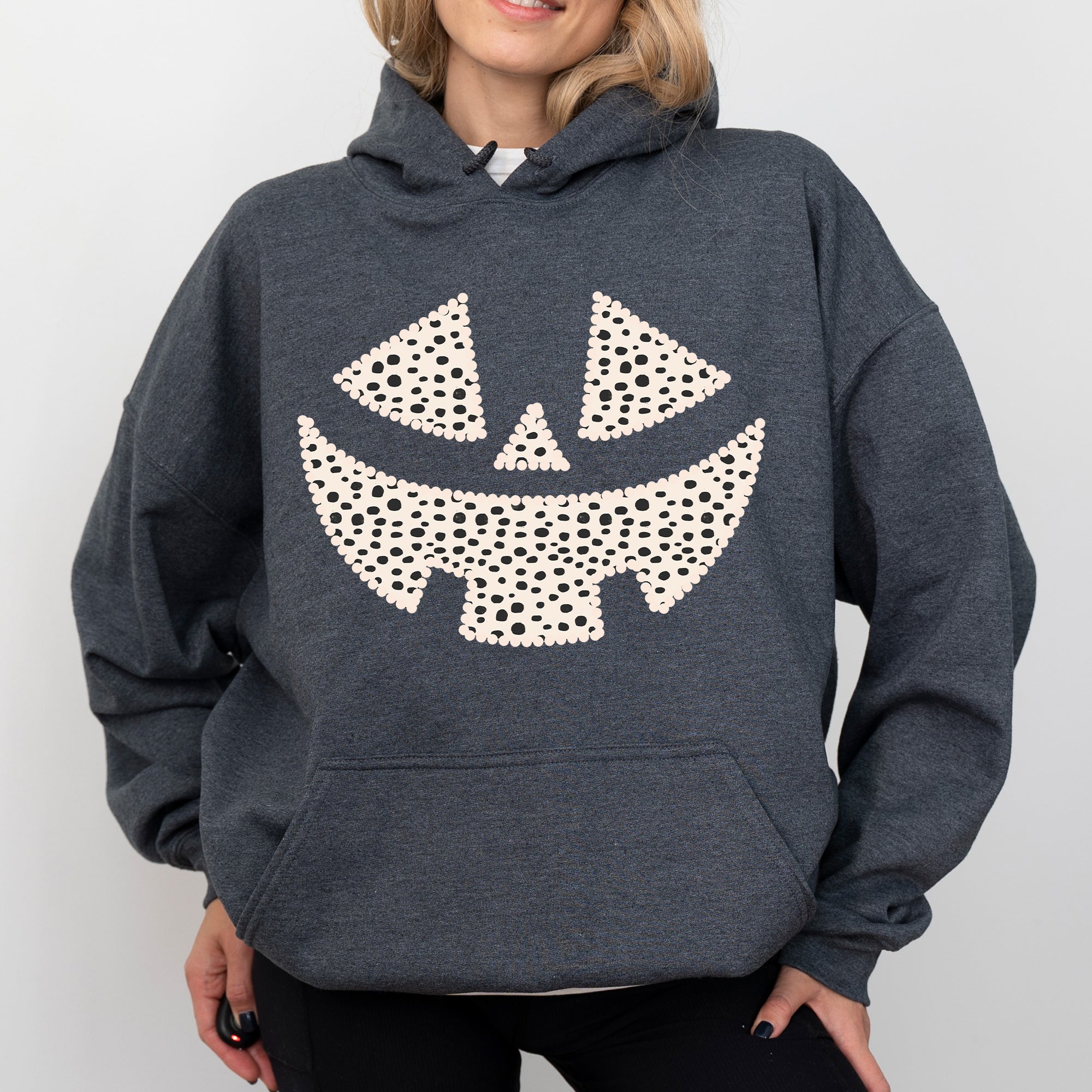 Polka Dot Jack-O-Lantern, Dalmatian, Pumpkin, Cute, Halloween, Spooky, Trick Or Treat Costume, Witch Hoodie, Hooded Sweatshirt