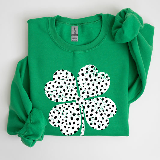 Polka Dot Shamrock, Dalmatian Print, St Patrick's Day Sweatshirt