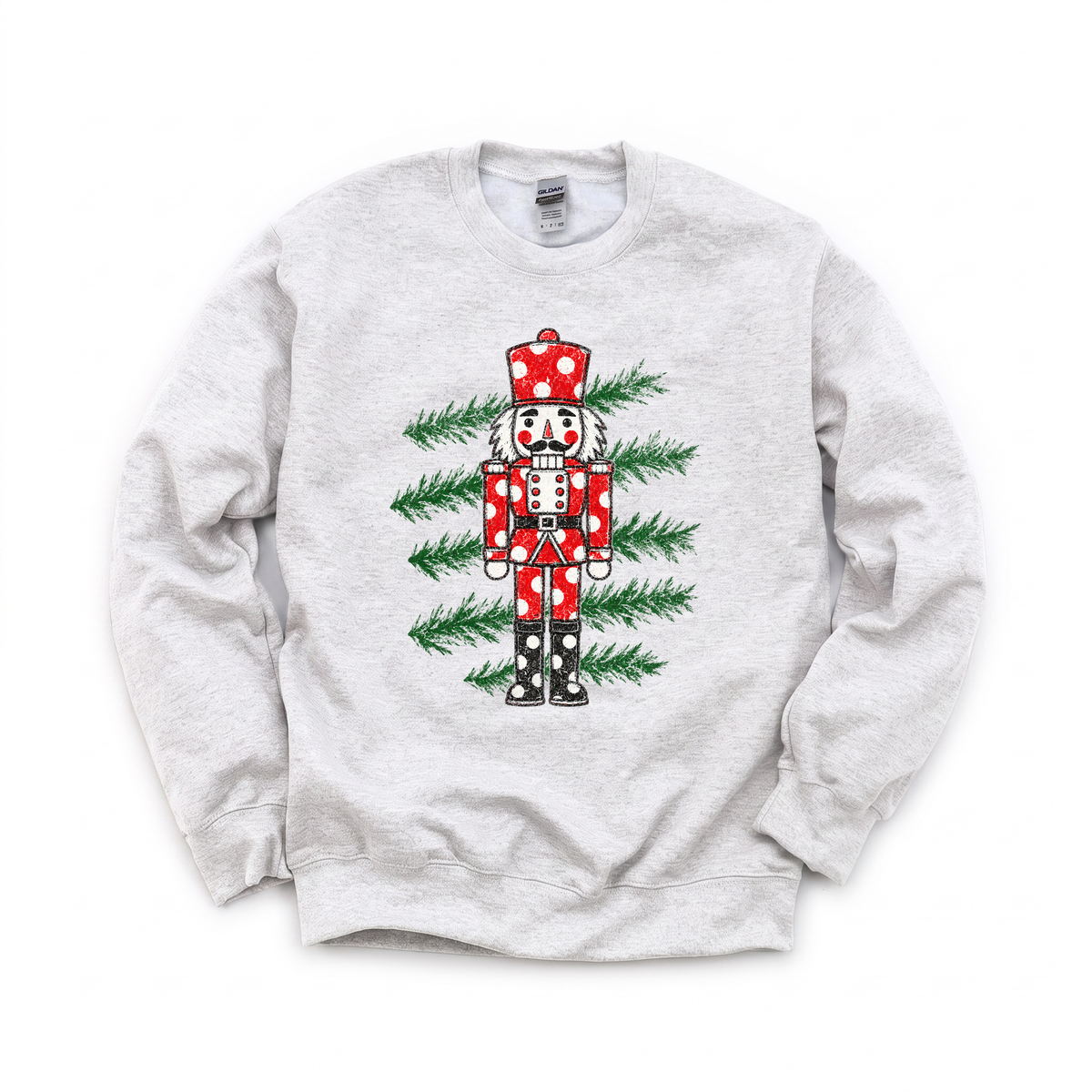 Polka Dot Nutcracker graphic on Gildan 18000 in Ash