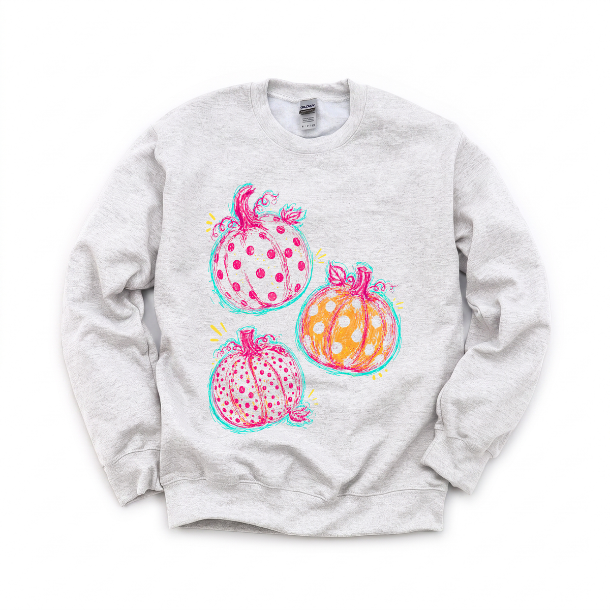 Polka Dot Pumpkins graphic on Gildan 18000 in Ash