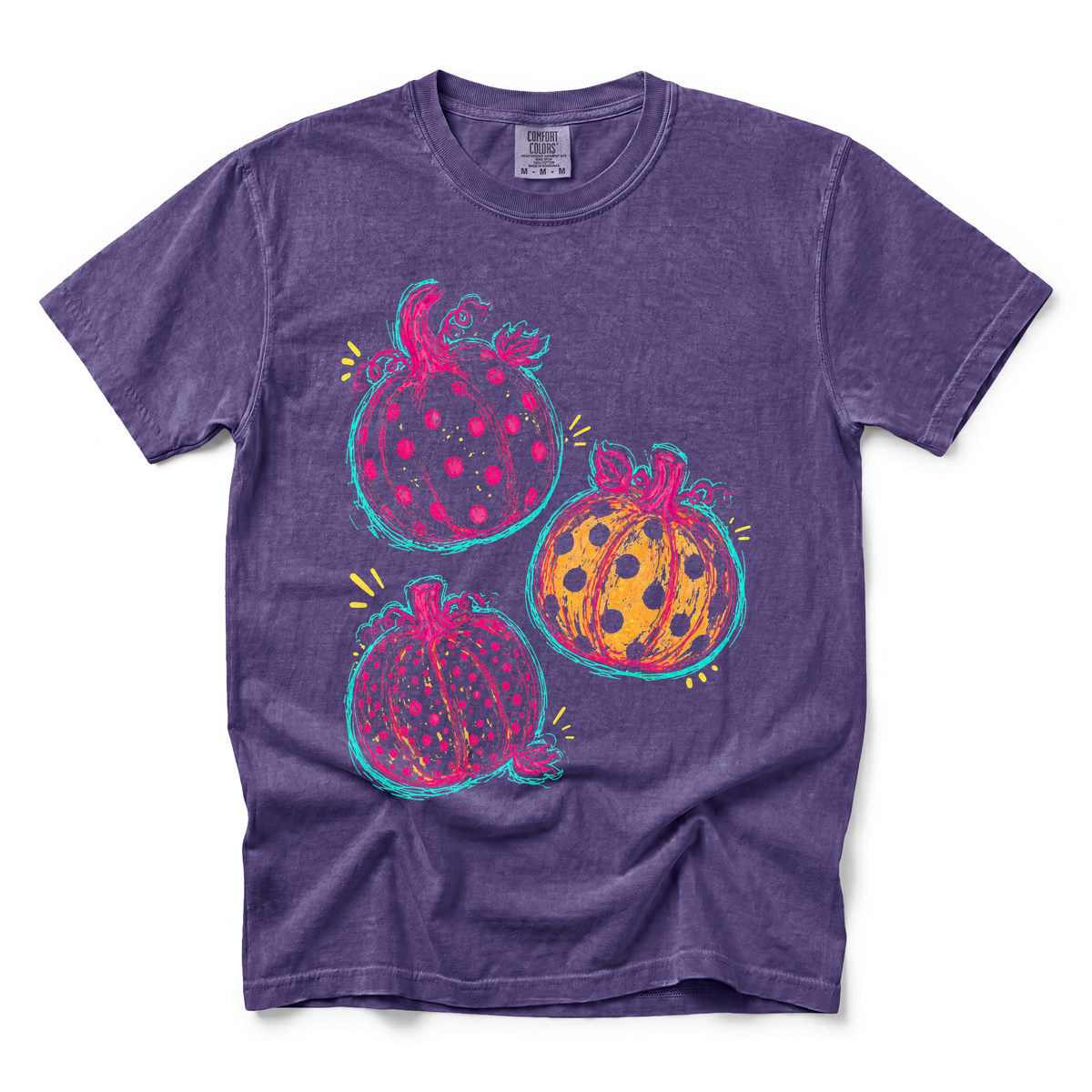 Polka Dot Pumpkins graphic on Comfort Colors 1717 in Grape