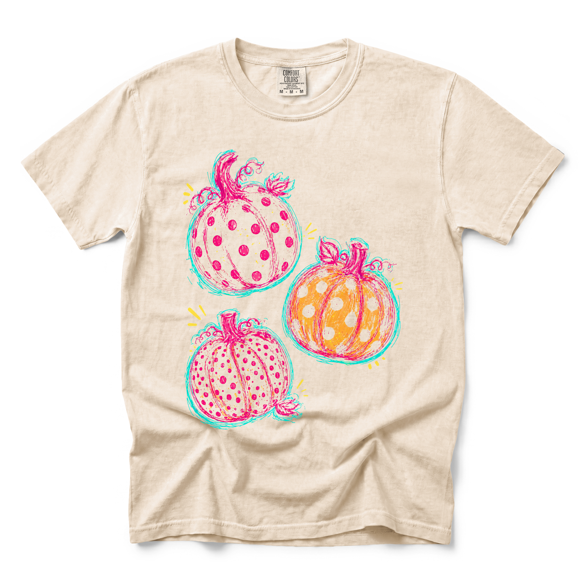 Polka Dot Pumpkins graphic on Comfort Colors 1717 in Ivory