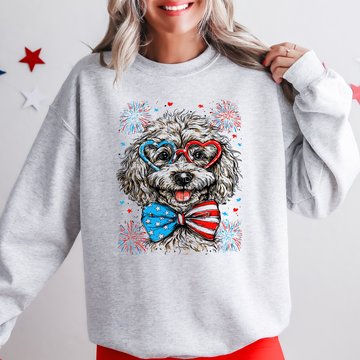 Poodle Patriotic Dog, USA, America, Pet Lover, 4th of July Sweatshirt