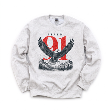 Psalm 91 Eagle graphic on Gildan 18000 in Ash