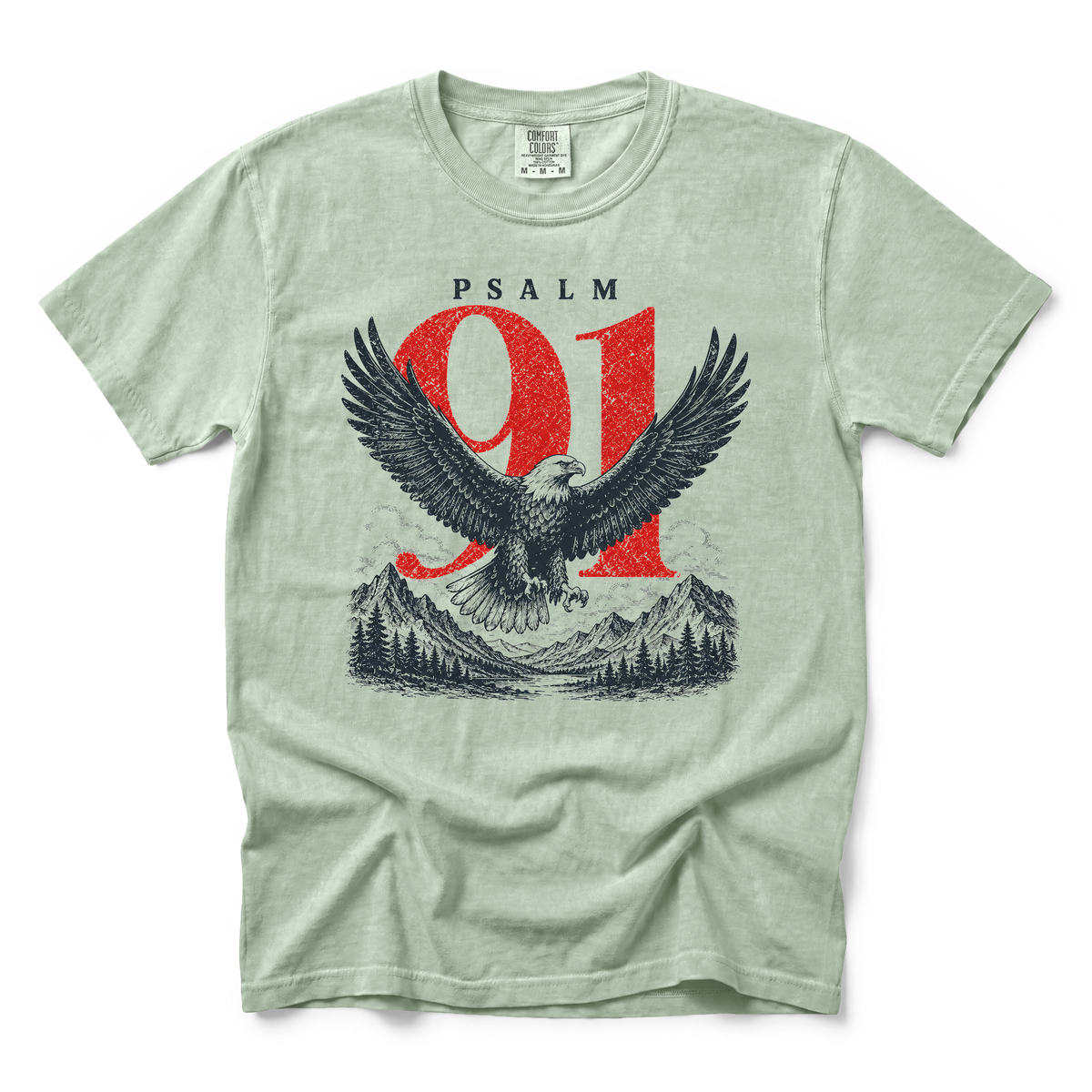 Psalm 91 Eagle graphic on Comfort Colors 1717 in Bay