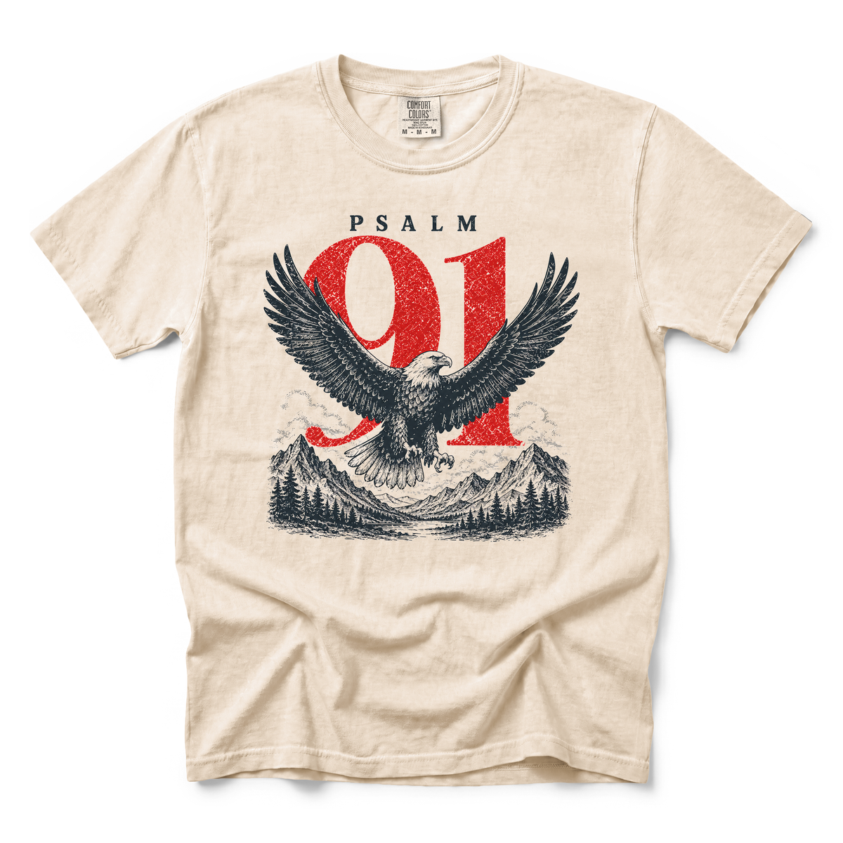 Psalm 91 Eagle graphic on Comfort Colors 1717 in Ivory