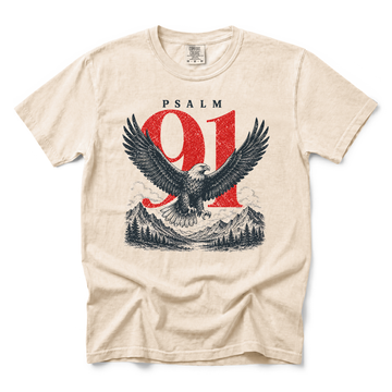 Psalm 91 Eagle graphic on Comfort Colors 1717 in Ivory