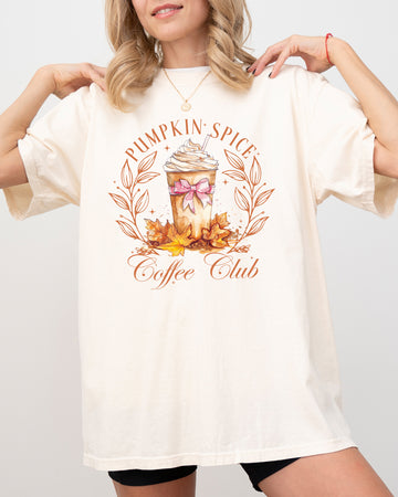 Pumpkin Spice Coffee Club, Latte, Girly, Coquette, Autumn, Fall Shirt Comfort Colors T-Shirt