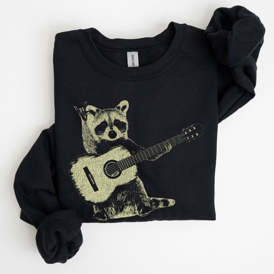 Raccoon Playing A Guitar, Funny Animals Sweatshirt