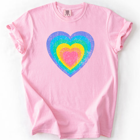 Rainbow Heart, Colorful, Valentine's Day, Love, Cupid, Comfort Colors T-Shirt