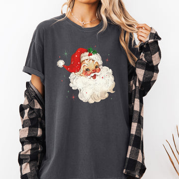 Red Retro Santa Claus, Christmas Vintage Classic, Snow, Xmas Tshirt Comfort Colors T-Shirt