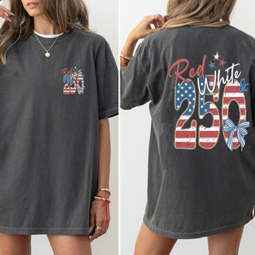 Red, White and 250, Flag, USA, America, Patriotic Comfort Colors T-Shirt