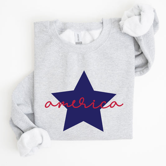 Retro America Star, Red White Blue 4th of July Sweatshirt