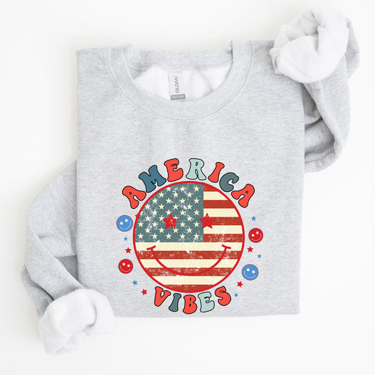 Retro America Vibes, Patriotic, 4th of July Sweatshirt