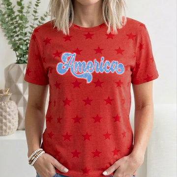 Retro America, Fourth of July, America, Patriotic, USA, Star Pattern T-Shirt
