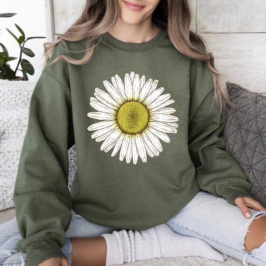 Retro Daisy Print, Vintage Flowers Sweatshirt