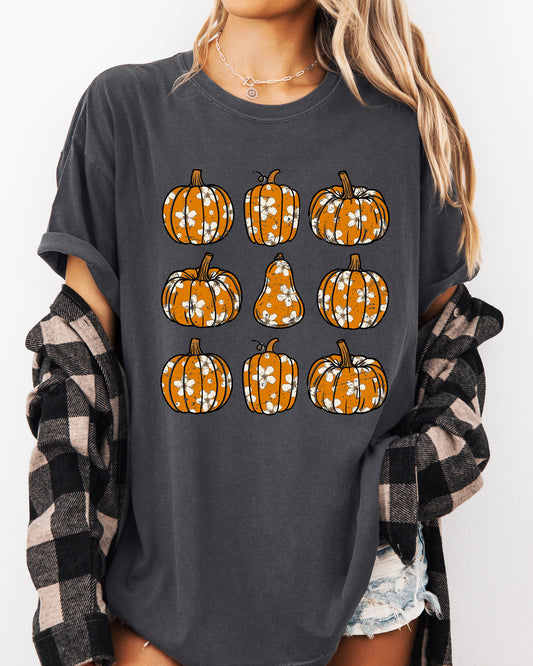 Retro Floral Pumpkins, Halloween, Jack-o-lantern, Fall, Autumn Shirt