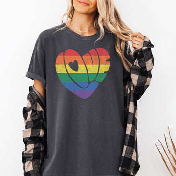 Retro Pride Love Heart, Love Is Love Comfort Colors T-Shirt