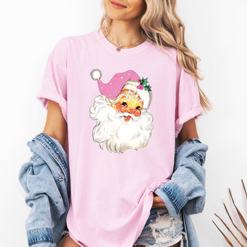 Retro Santa, Pink, Classic, Twinkle, Christmas, Winter, Xmas Tshirt Comfort Colors T-Shirt