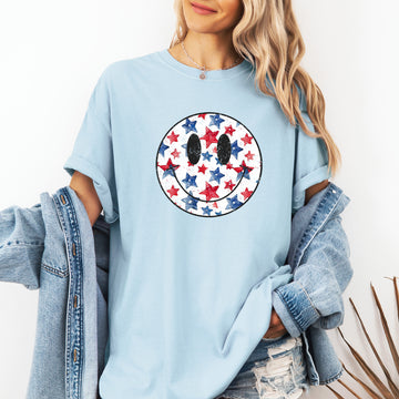 Retro Smiley, Vintage, Patriotic, America, USA, 4th of July Tshirt Comfort Colors T-Shirt