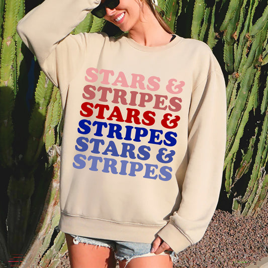 Retro Stars and Stripes, Patriotic, 4th of July Sweatshirt