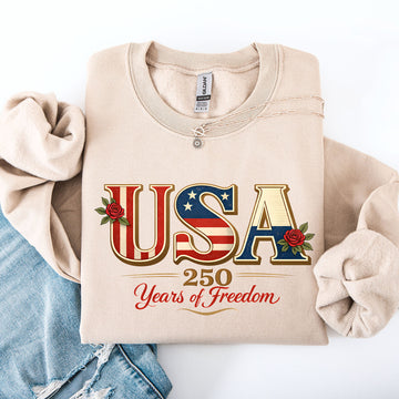 Retro USA, 250 Years of Freedom, Patriotic, America Sweatshirt