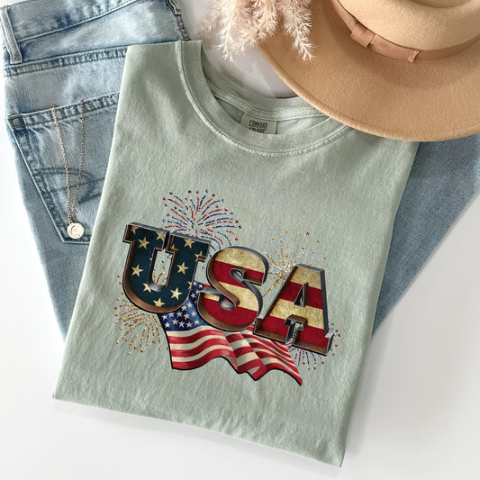 Retro USA, Patriotic, 4th of July Comfort Colors Tshirt