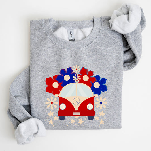 Retro Van, Patriotic, 4th of July Sweatshirt