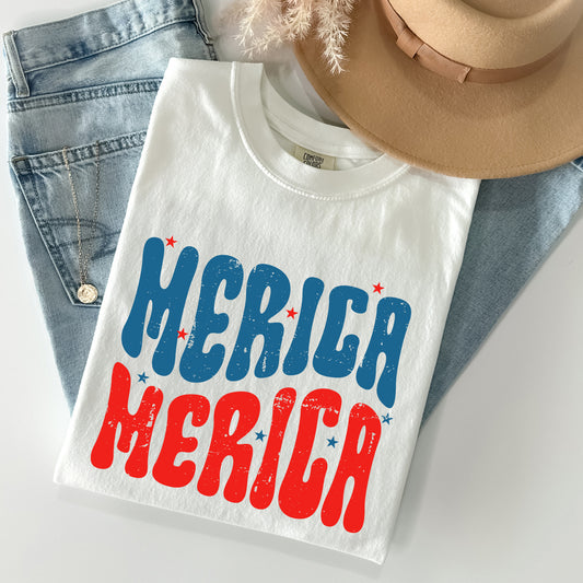 Retro 'Merica, America, Red White Blue, Patriotic, Tshirt