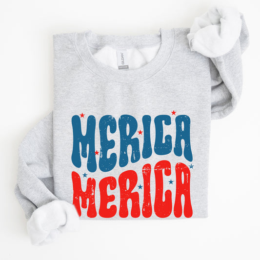 Retro 'Merica, America Red White Blue 4th of July Sweatshirt