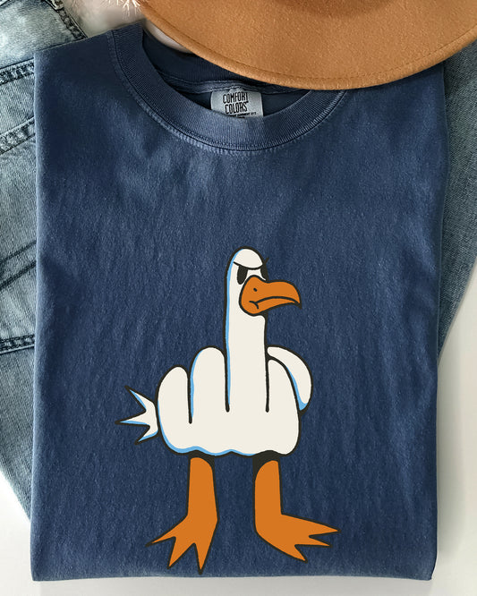 Rude Seagull, Middle Finger, Vulgar, Crude, Aesthetic, Meme Shirt